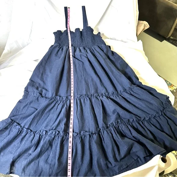 Falls Creek Women’s Maxi Dress 2X Navy Blue Smocked Cottagecore Boho vacation - Picture 9 of 10